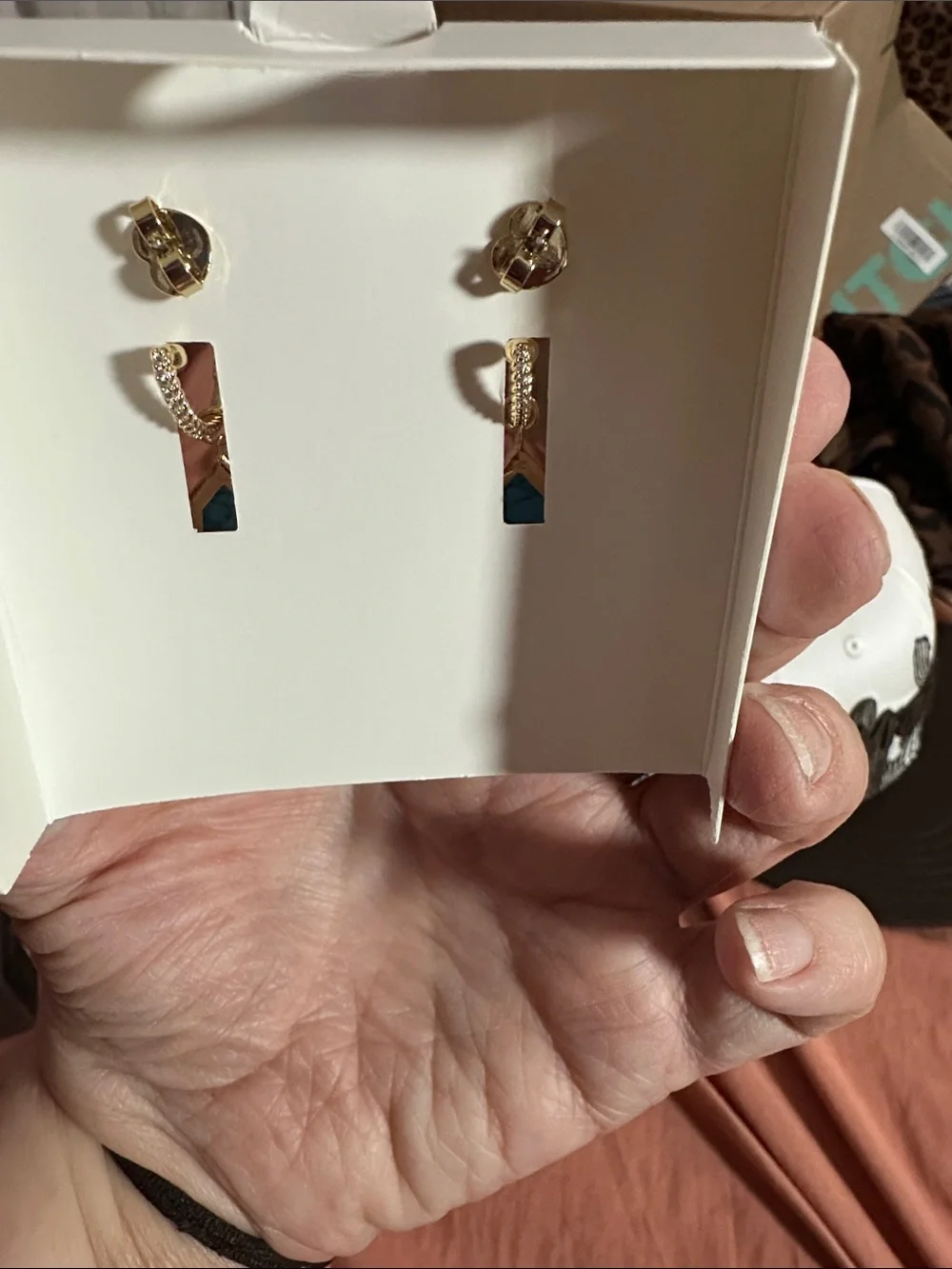 bp Gold Tassel Earrings with Turquoise Stones